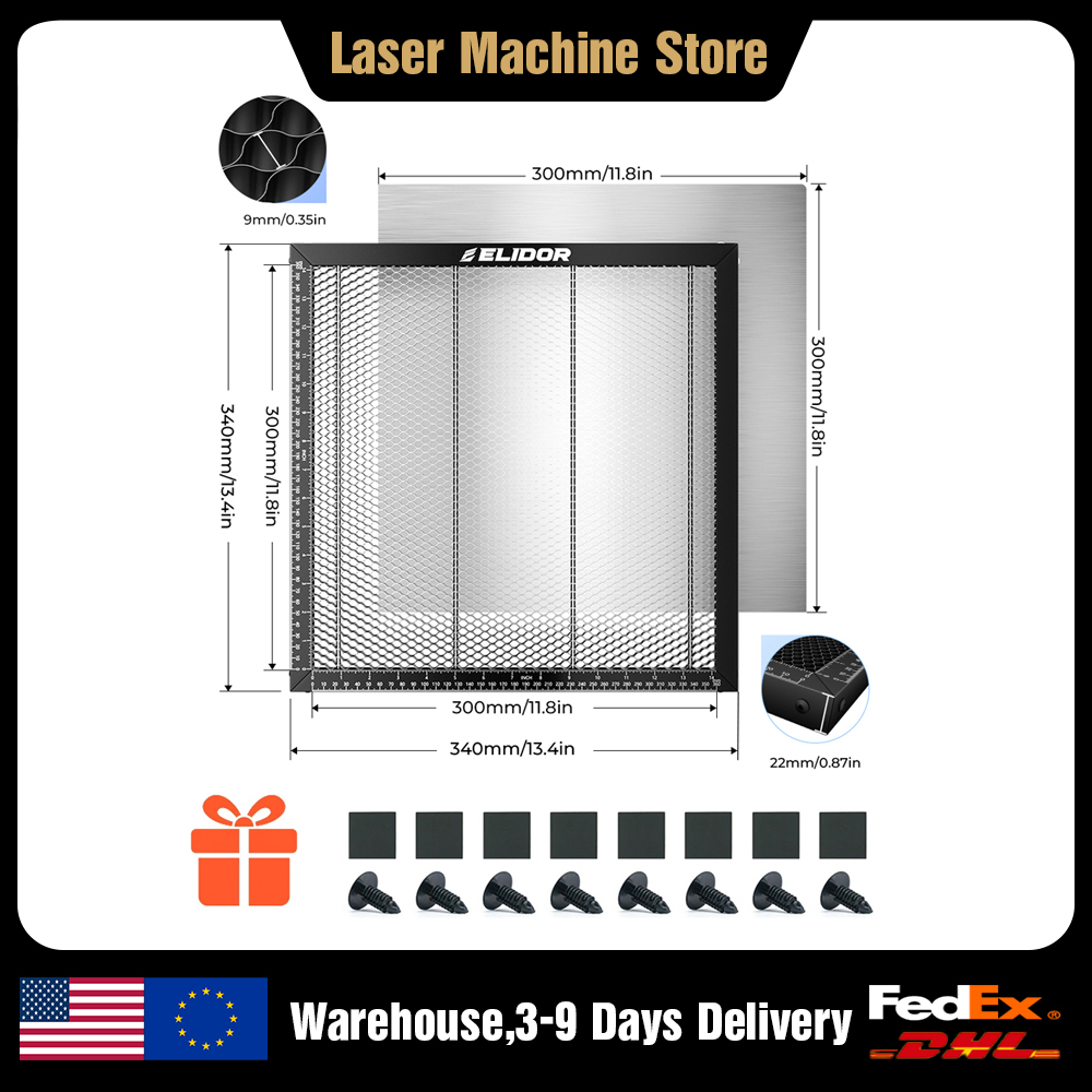 Honeycomb Laser Bed - โต๊ะทำงานเลเซอร์ ELIDOR แบบรังผึ้ง 340x340 มม. เครื่องแกะสลักและตัดด้วยเลเซอร์ไดโอด